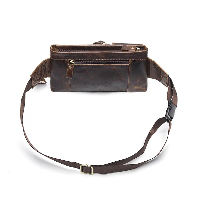 Men\'s Genuine Leather Waist Bags Travel Fanny Pack Belt Bag Phone Hip Chest Messenger for Man 9080