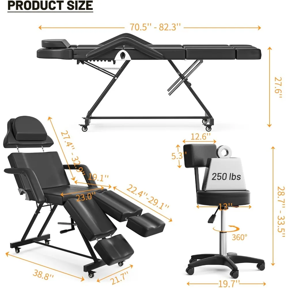 كرسي وشم دوار للصالونات والمنتجعات الصحية - سرير معالجة الوجه قابل للتعديل لأخصائيي التجميل #4