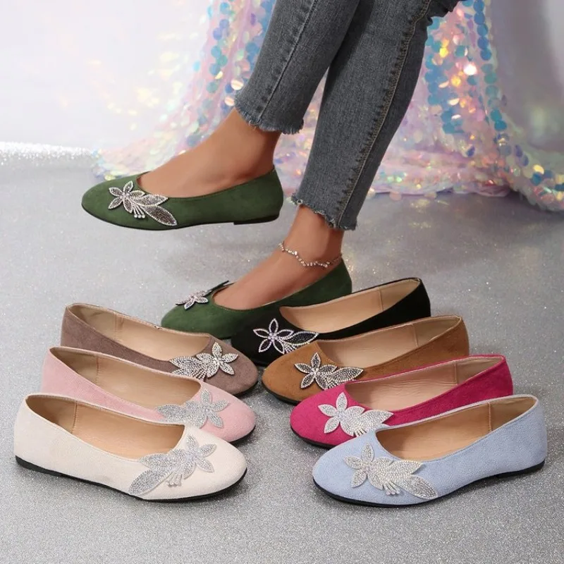 Pure Color Flat round Toe Women's Shoes Beijing Style Retro National Trend Flat Bottom Cloth Shoes Casual Leisure