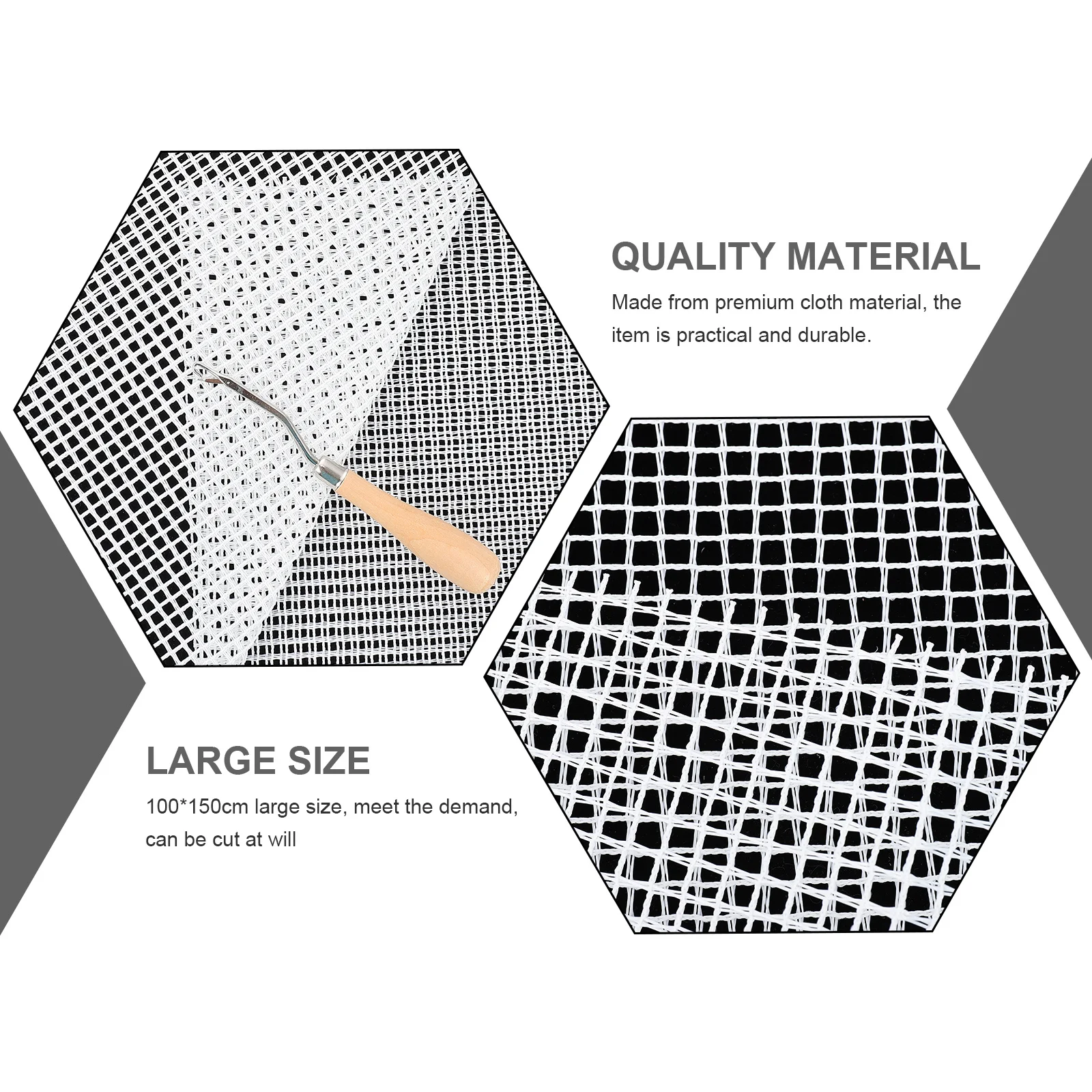 

2 Sets Diy Carpet Mesh Blank Rug Hooking Material Latch Hooking Tapestry Craft Tools Stainless Steel Crochet Hook Wood Handle