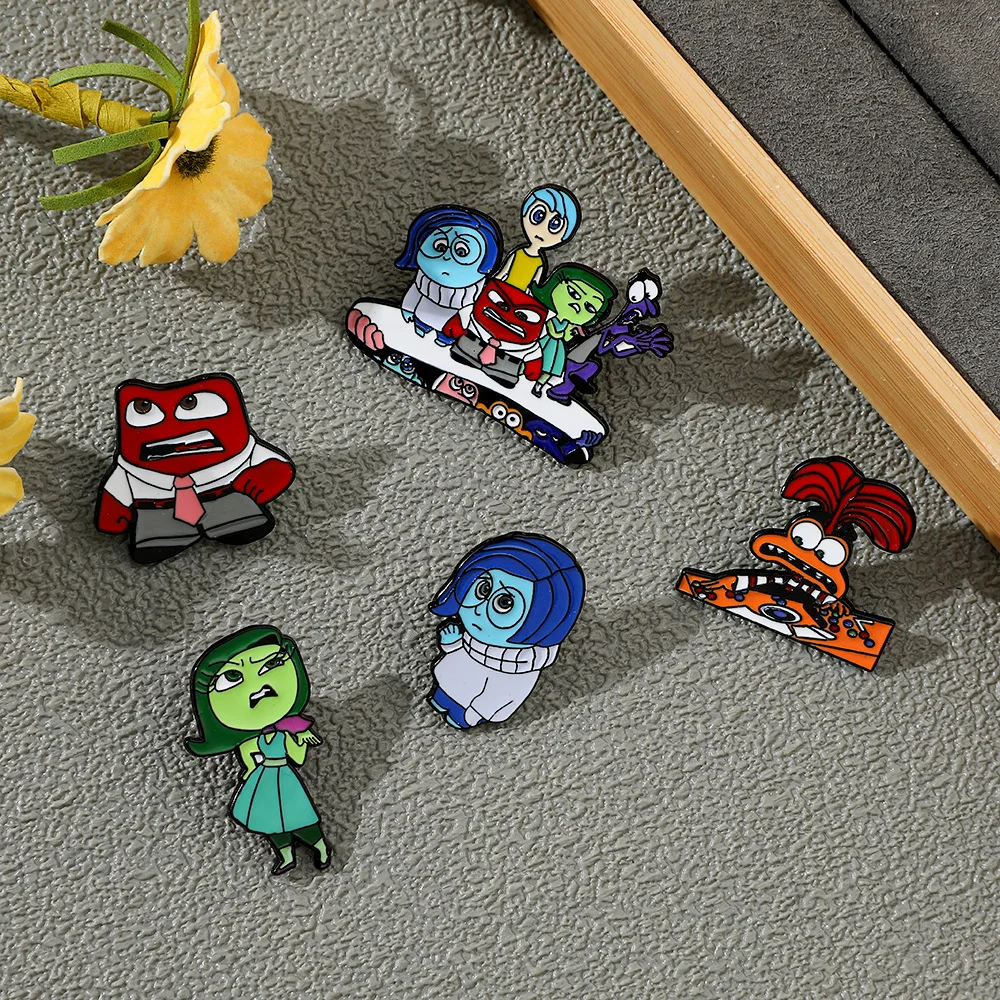 Disney Cartoon Anime Inside Out 2 Brooches Cute Cartoon Figure Handmade Enamel Kirsite Accessories Anime Fashion Jewelry Brooch