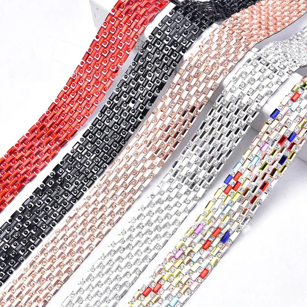 Accessories Colorful Arts Crafts Trim Tape Garment Shoes Bags Glitter Self-Adhesive Rhinestone Rhinestone Tape Diamond Ribbon