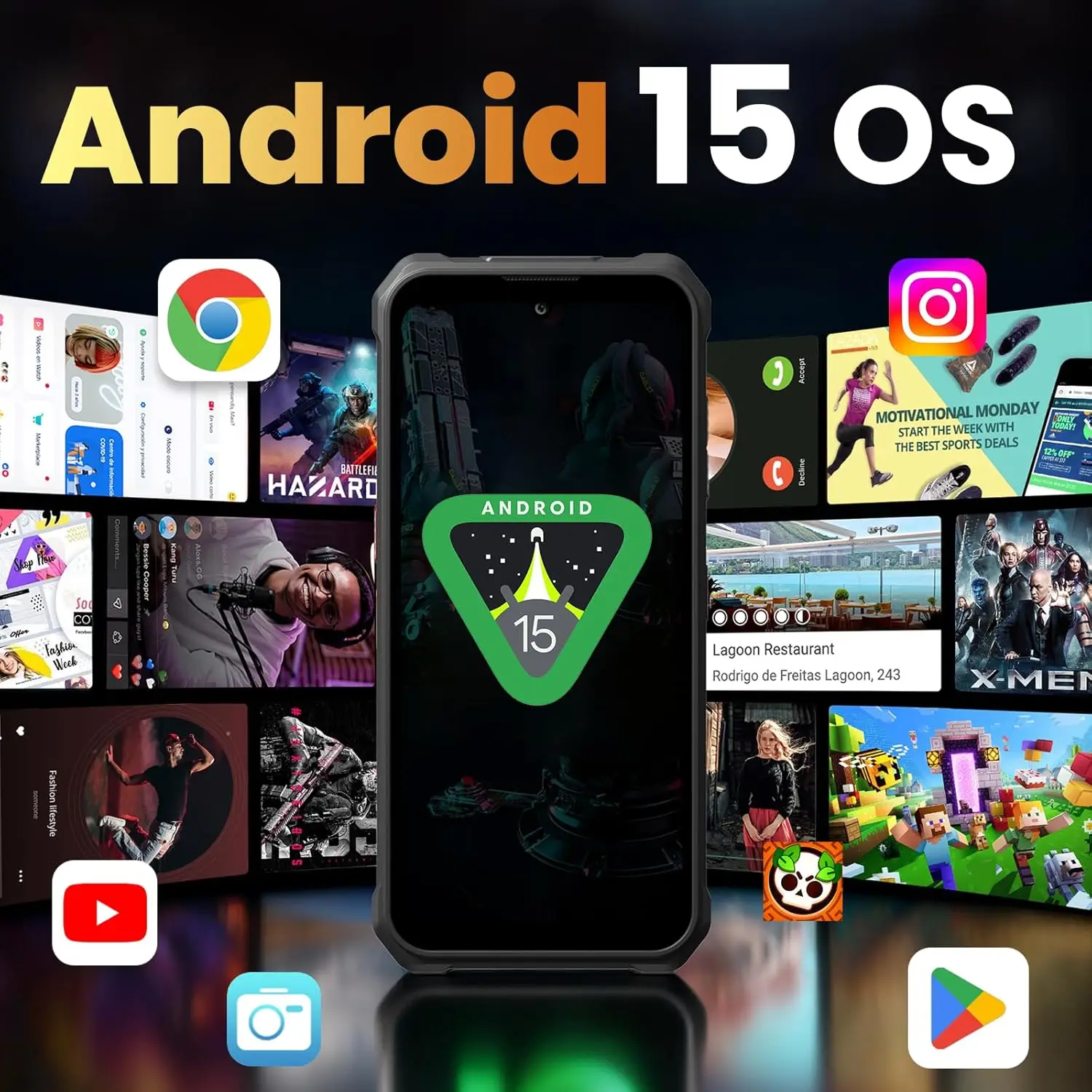 FOSSiBOT F110 Pro Rugged Smartphone Unlocked 5G Android 15, 128dB Loudest Speaker 20GB+128GB /2TB 10000mAH, 6.7'' HD Display