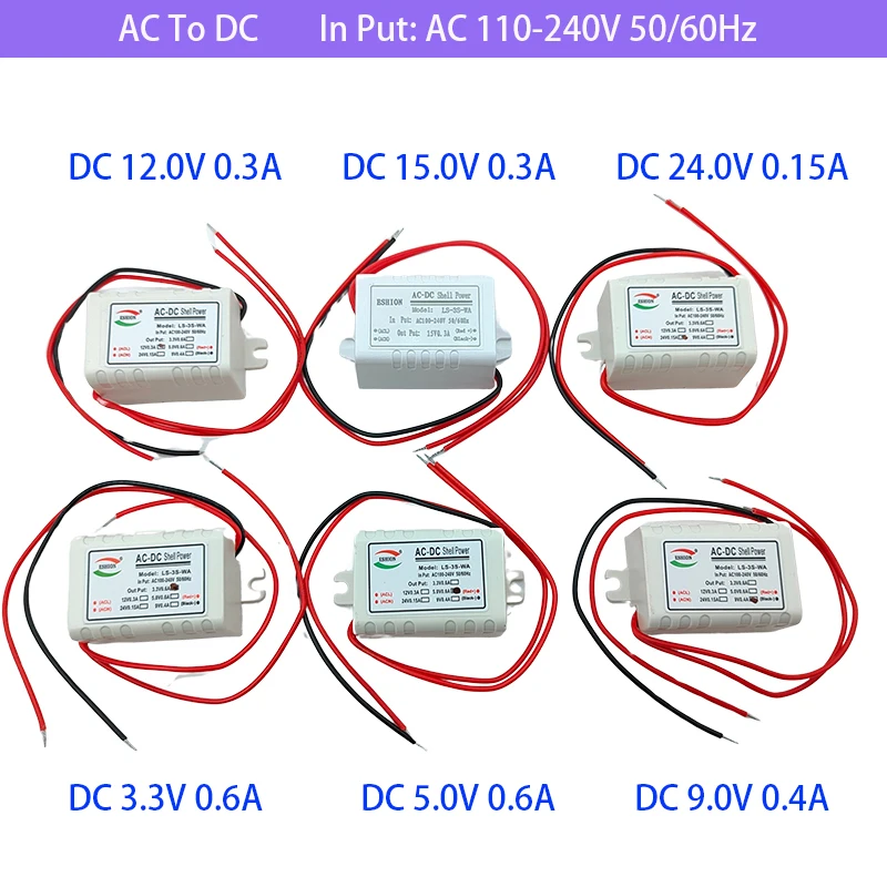 Przetwornica AC na DC Moduł zasilacza obniżającego napięcie AC110V 220V 230V na DC 3V 5V 9V 12V 15V 24V 3W Led Izolowane napięcie stabilizowane