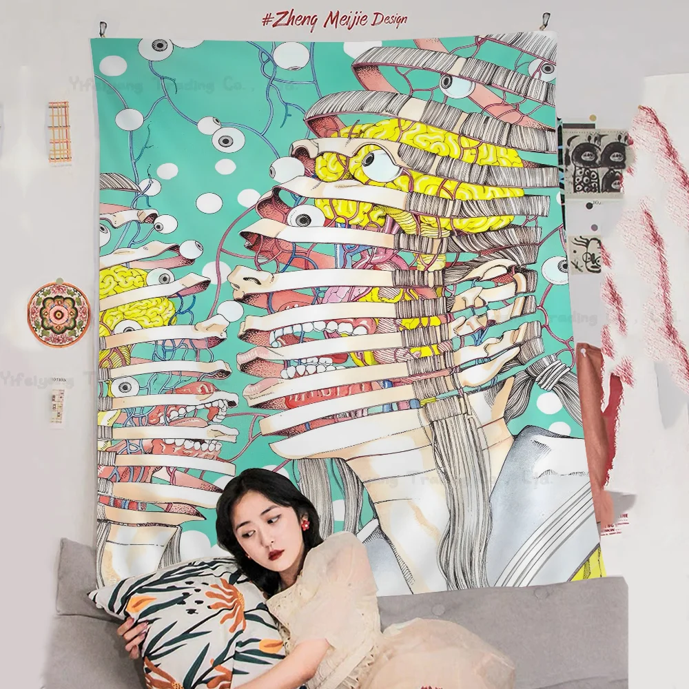 

Shintaro Kago Art Hanging Bohemian Tapestry Japanese Wall Tapestry Anime Kawaii Room Decor