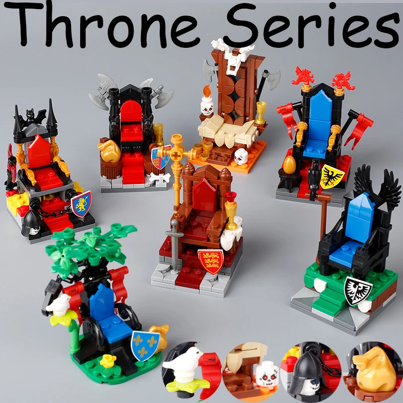 

Конструктор MOC в средневековом стиле, серия престолов викингов, королевский замок, Королевская армия, рыцарь, Орел, Лев, стул, сиденье, оружие, кирпичи, игрушки, подарки