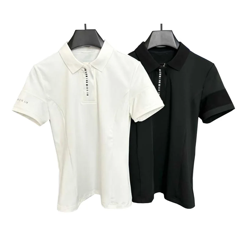 Women's Short sleeved T-shirt Summer New Fashion Versatile Slim Fit Half Zipper Pullover Golf Outdoor Quick drying Sweatshirt
