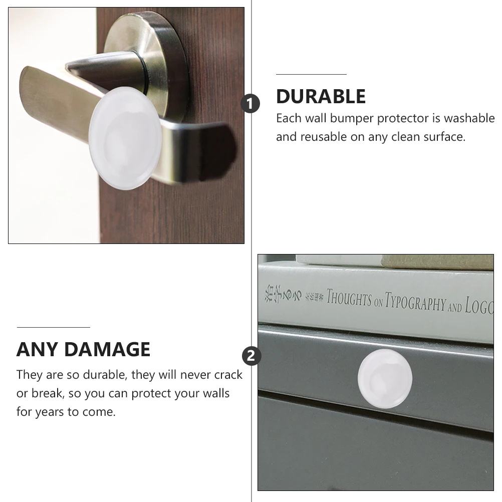 

6pcs Door Handle Bumpers Transparent Wall Protectors Sound Absorbent Reusable Non-Marking Door Stopper Wall Shield