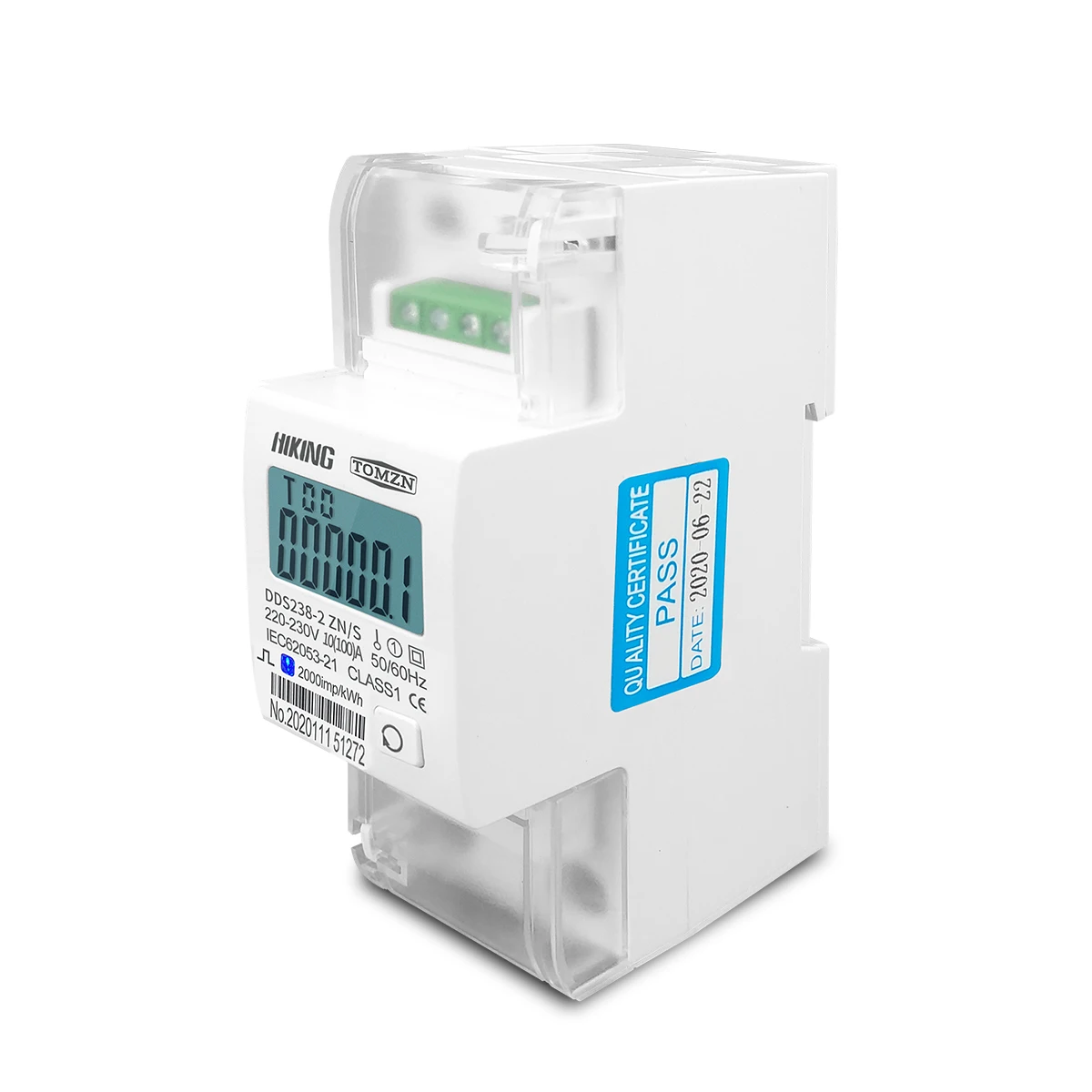 1 SZT. TOMZN Licznik energii elektrycznej na szynę DIN, 220V 230V 50Hz 60Hz, pomiar napięcia i prądu, DDS238-2 ZN/S, jednofazowy, RS485 MODBUS-RUT — zdjęcie 4