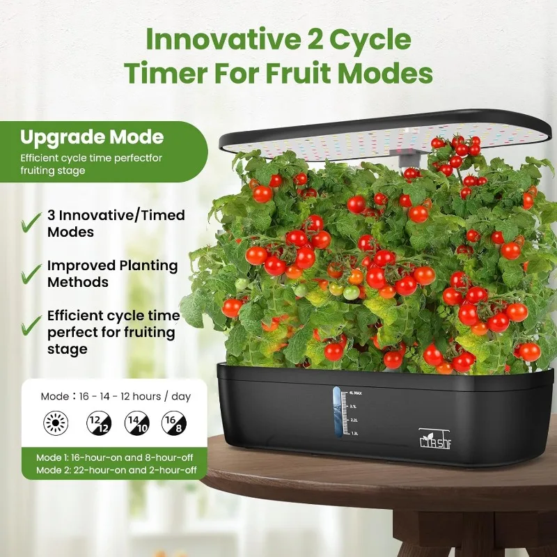 Indoor Garden Hydroponics Growing System 12 Pods, Indoor Herb Garden with LED Grow Light, Adjustable Height Up to 10.8inch