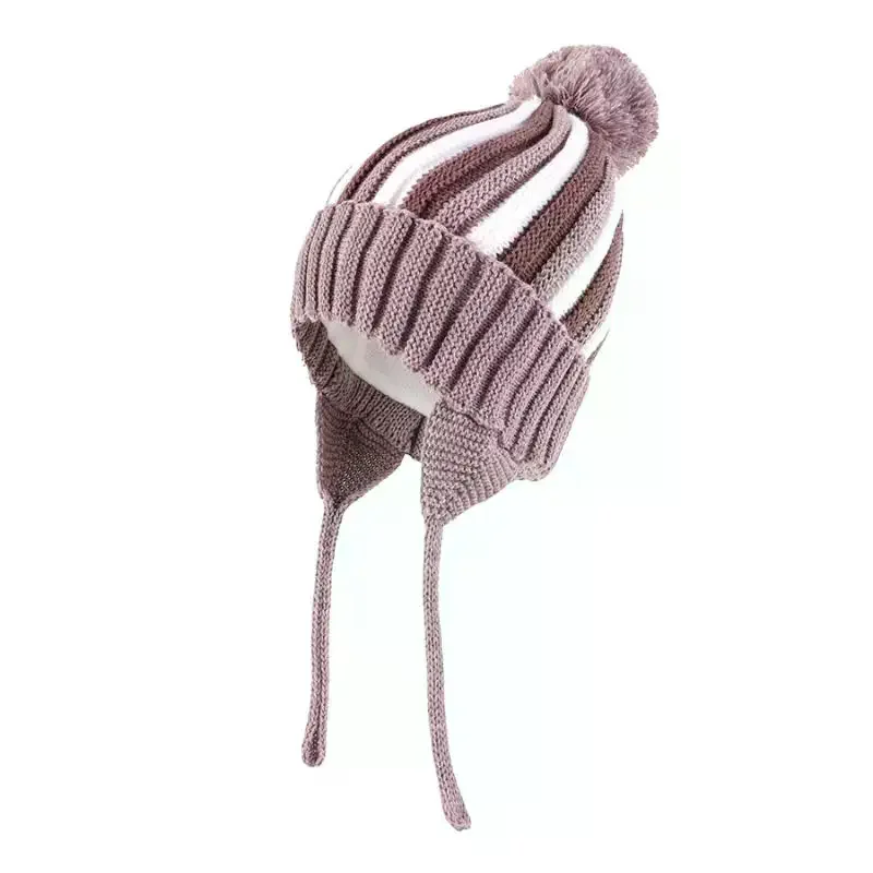 قبعة شتوية لطيفة للأطفال الرضع قبعة دافئة متماسكة للأولاد والبنات والأطفال الصغار قبعة صغيرة مبطنة بالصوف #4