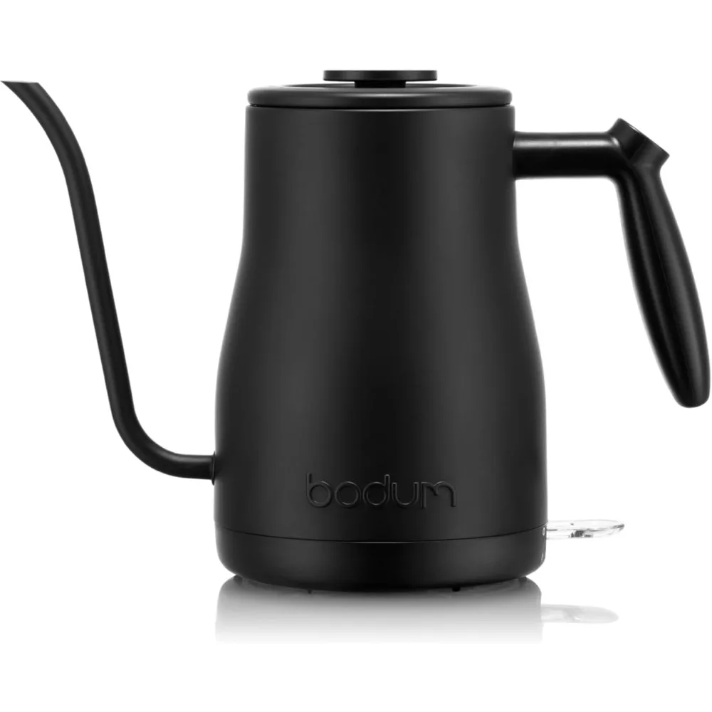 Hervidor de agua eléctrico de acero inoxidable, hervidor de agua con cuello de cisne negro mate, para café y té, 27oz