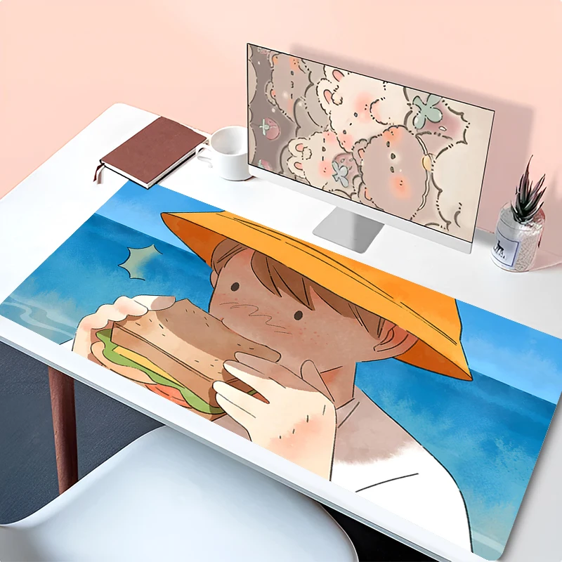 Cartoon Sailor Duck Mouse Pad Blue Sea Sky Desk Mat Laptop Anime Gamer Cabinet Mousepad PC Bunny Gaming Accessories Keyboard Rug