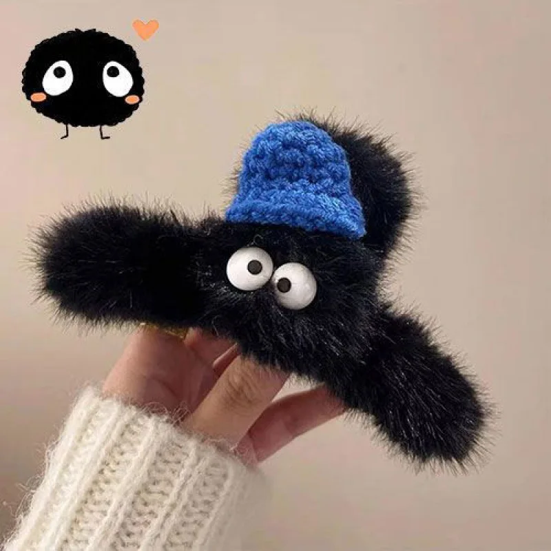 1pc Autumn and winter plush hair clip for women, cute and funny with big eyes, simple plush clip for hair issuance
