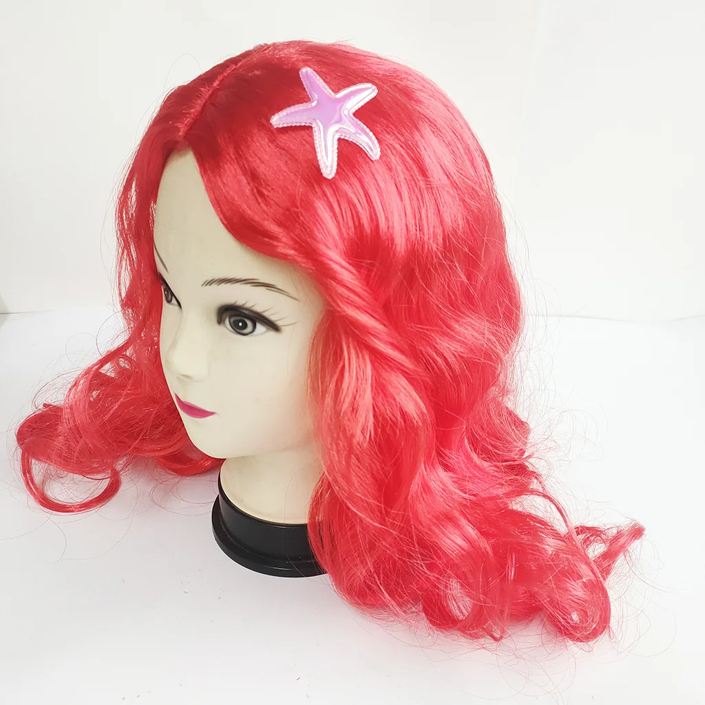 Little Mermaid Ariel Accessories for Baby Girls Crown Necklace Hair Hoop Wig Glove Lovely Parts Birthday Cosplay Dress Ornament