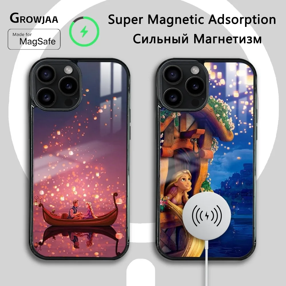 Movie Tangled Rapunzel Phone Case For iPhone 16 15 14 13 12 11 Pro Max Plus Mini Magsafe Mirror Wireless Magnetic Cover