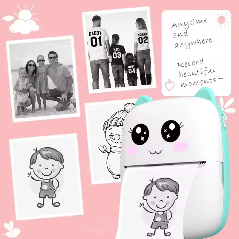 New portable mini printer wireless Bluetooth Android iOS mobile photo thermal printers tags Termica label maker with paper rolls - Image 2