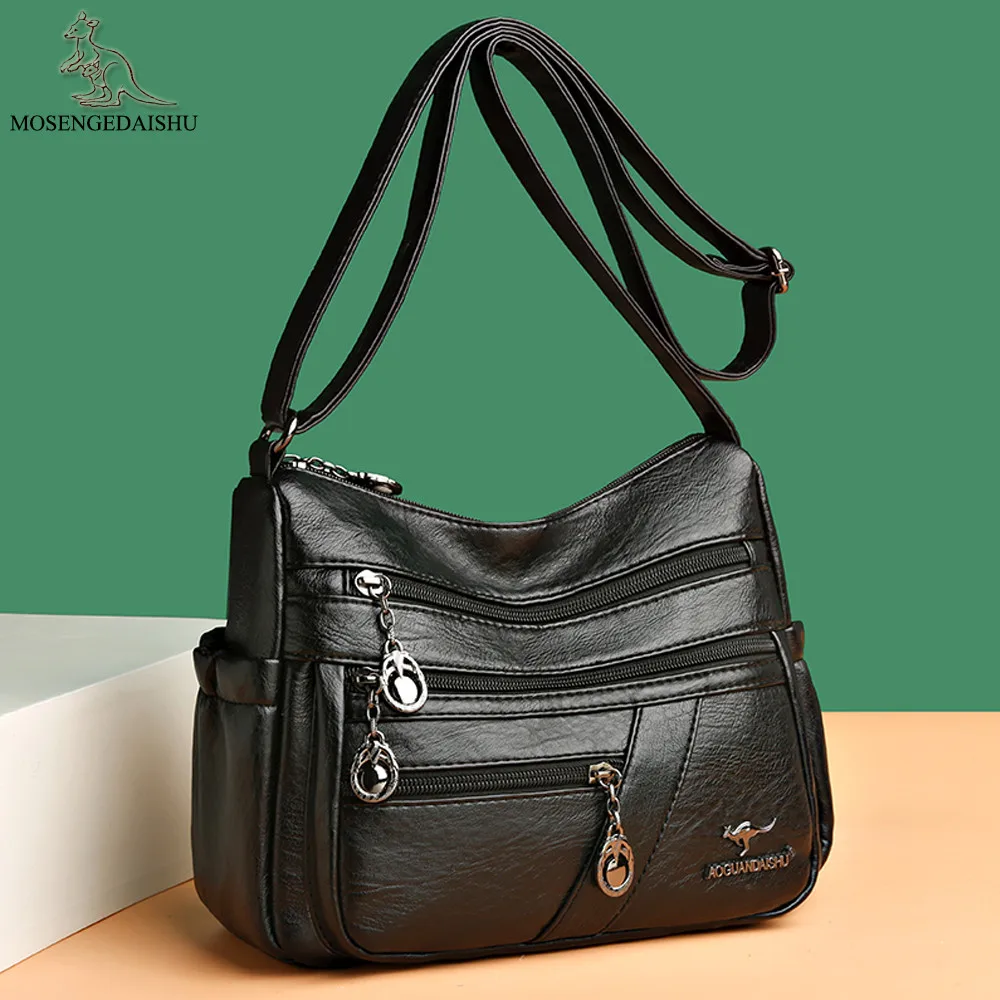 

Высококачественная женская сумка через плечо из мягкой кожи, многослойная классическая сумка через плечо для женщин, роскошная дизайнерская сумка и кошелек