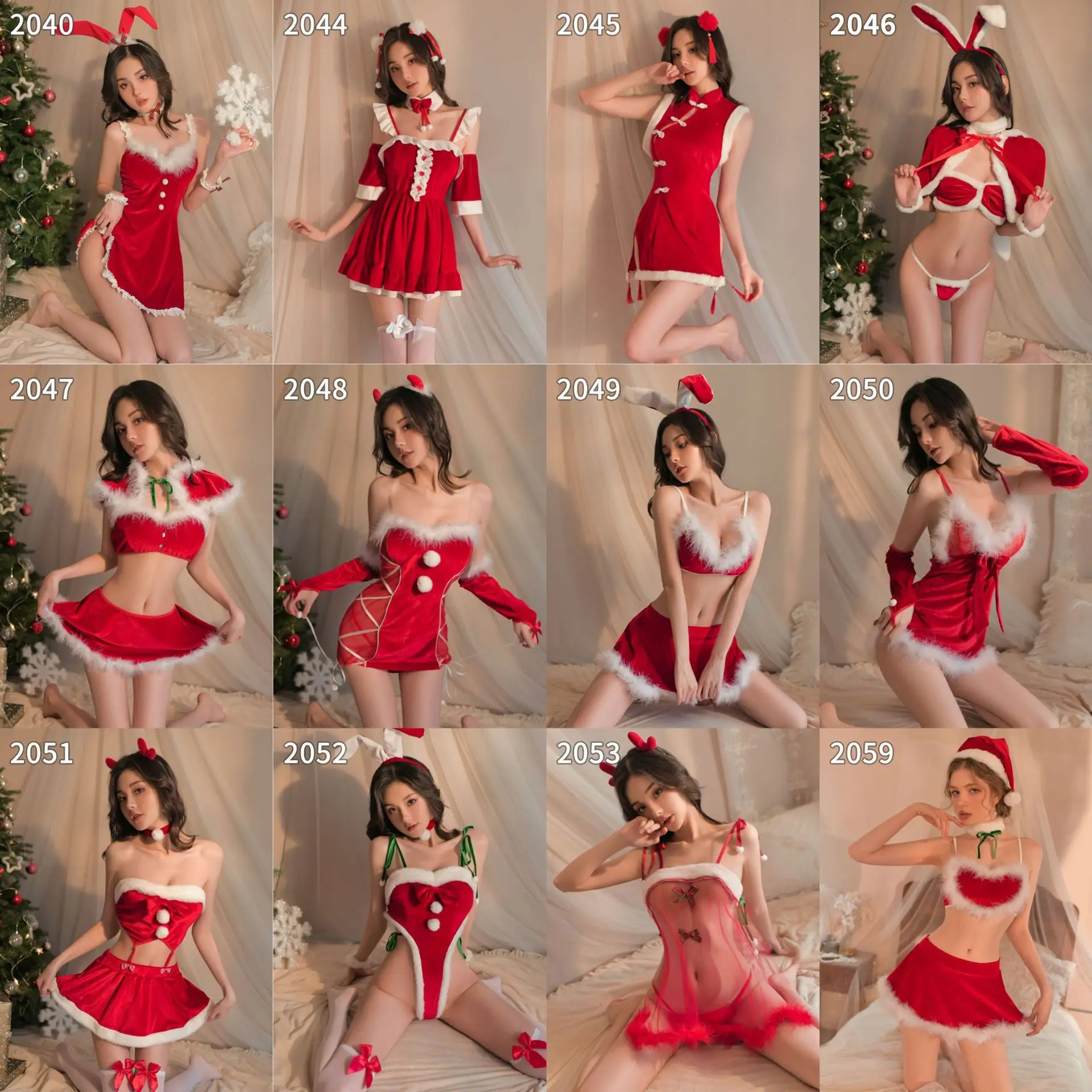 

Winter Red Uniform Sexy and Romantic Underwear Christmas Bunny Girl Set Passionate Festival Carnival Christmas Collection