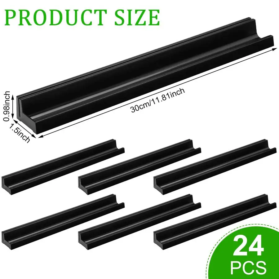 Porta targhette da 24 pezzi per scrivania Porta targhetta autoadesiva e rimovibile con portapenne Display targhetta con nome in plastica nera