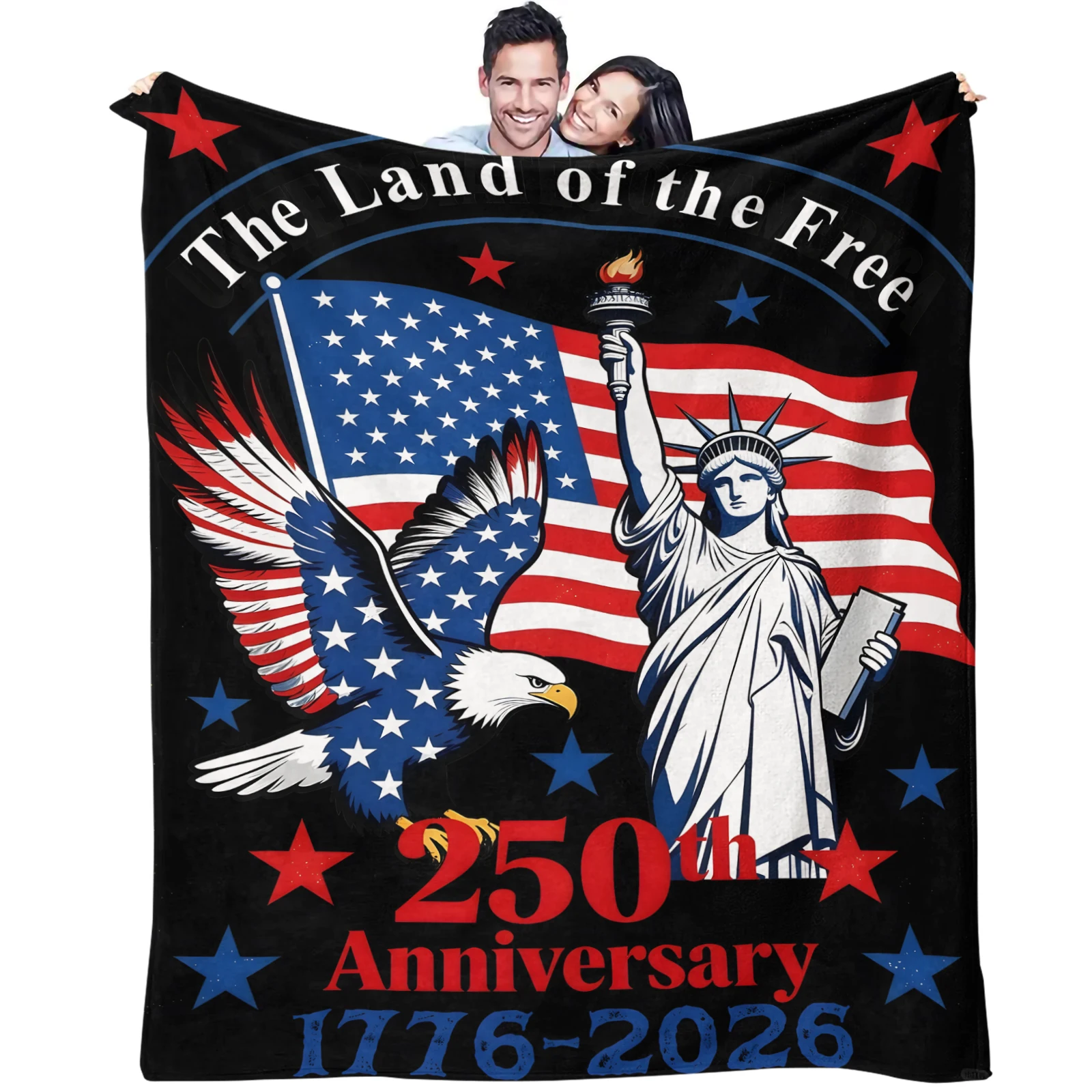 USA 250th Anniversary Blanket American Eagle Statue of Liberty US Flag Flannel Throw Blanket Super Soft Warm Sofa Bed Blanket