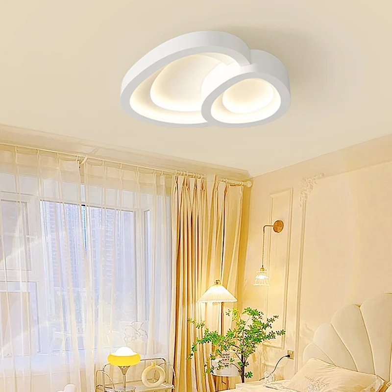 

Simple Bedroom Lamp Ceiling Chandelier Kids Room Decor White Cream Style Led Ceiling Lights With Remote Living Room Ceiling Lamp