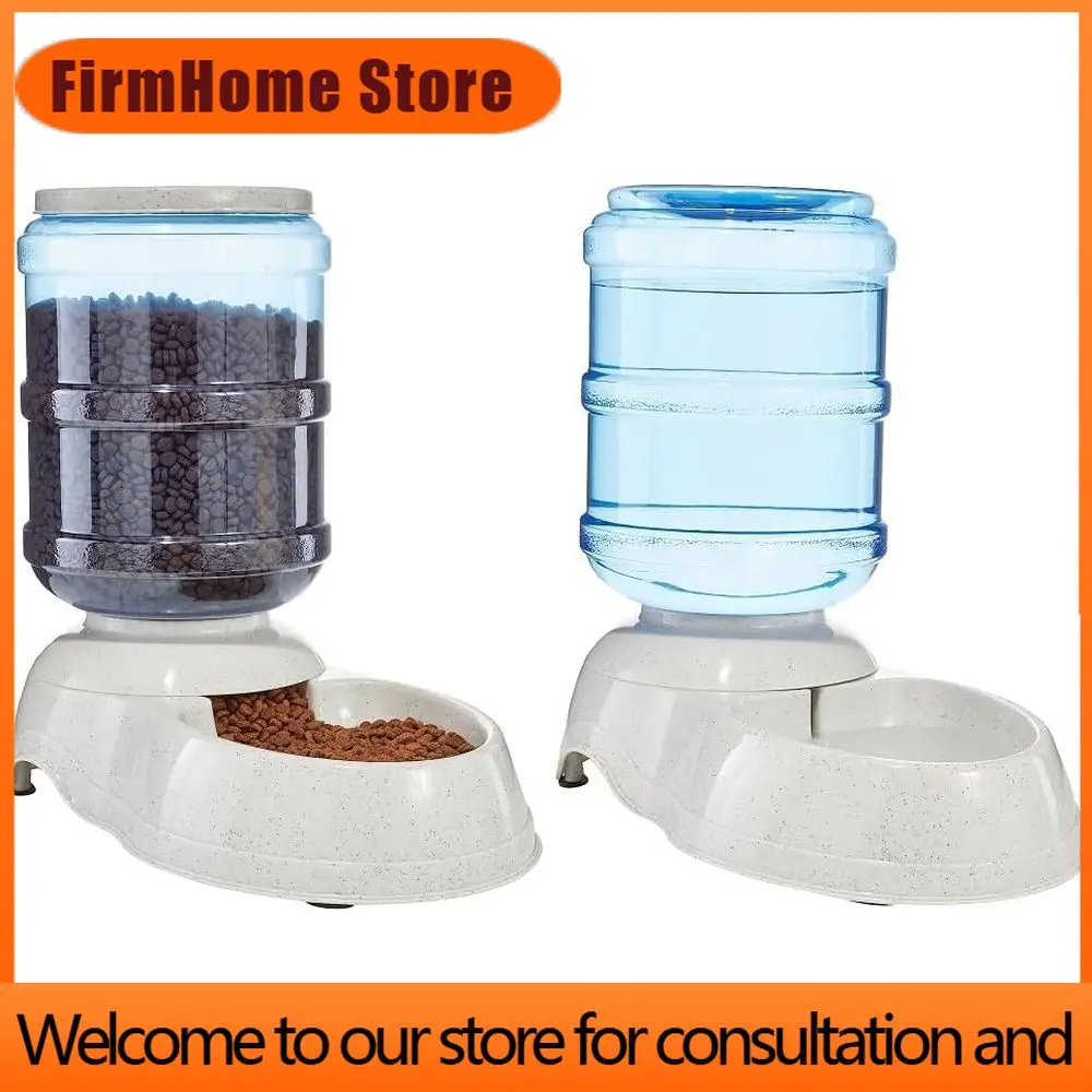 FirmHome StoreGray Automatic Pet Water And Food Dispenser Set, Easy Clean, Holds 456.6 Oz Food And 382.1 Oz Water