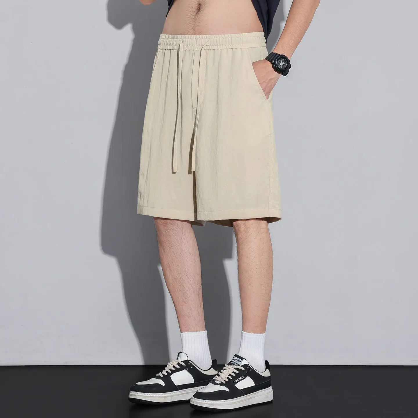 New 2026 Chinese Style Linen Pants Lightweight Breathable Trendy Men's Shorts Cotton Linen Casual Pants High Waist Straight Leg