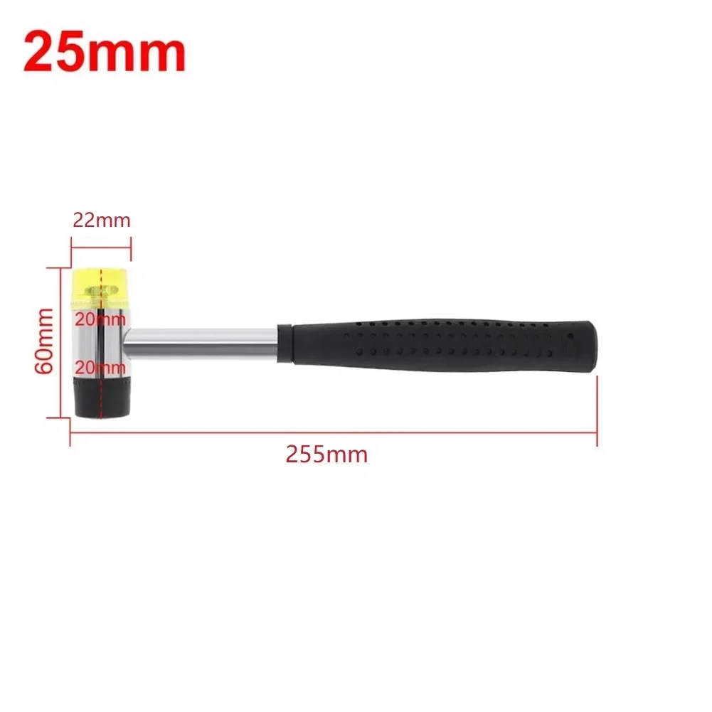 1PC 255*25mm Mini Rubber Hammer Nylon Head Mallet Hand Tool Non-Slip Handle Nylon Rubber Used As Wood Plastic Jewelry Crafts