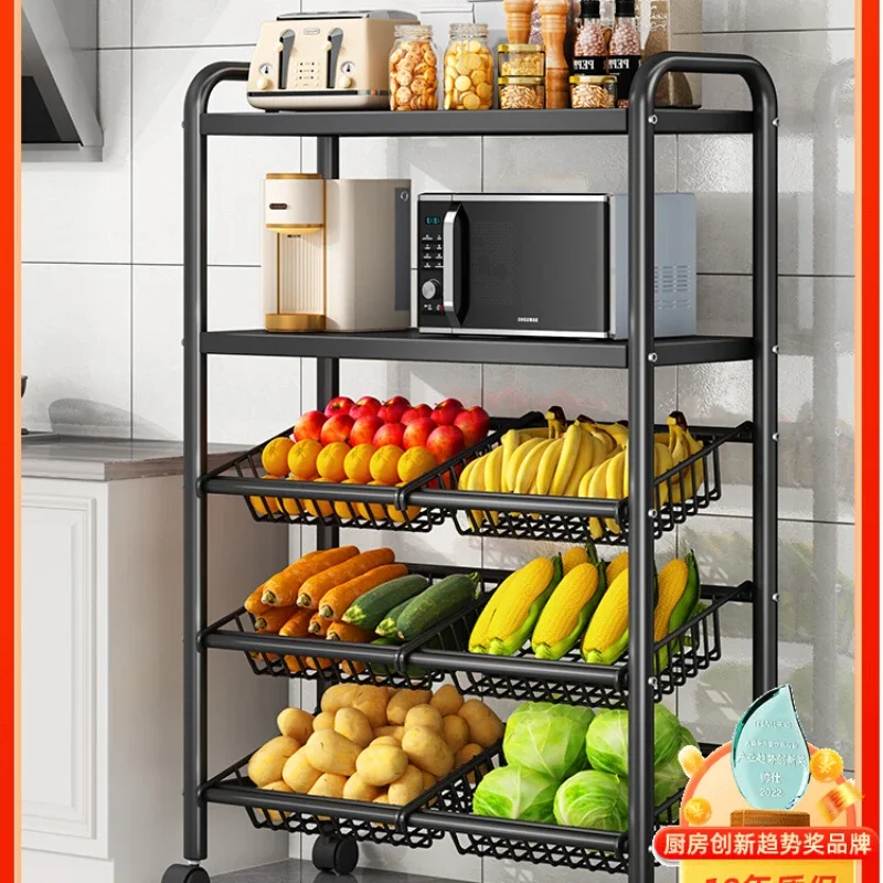 Shuaishi Kitchen Storage Rack, Vegetable Basket, Multi layer Fruit and Vegetable Storage Rack, Household Multifunctional Microwa