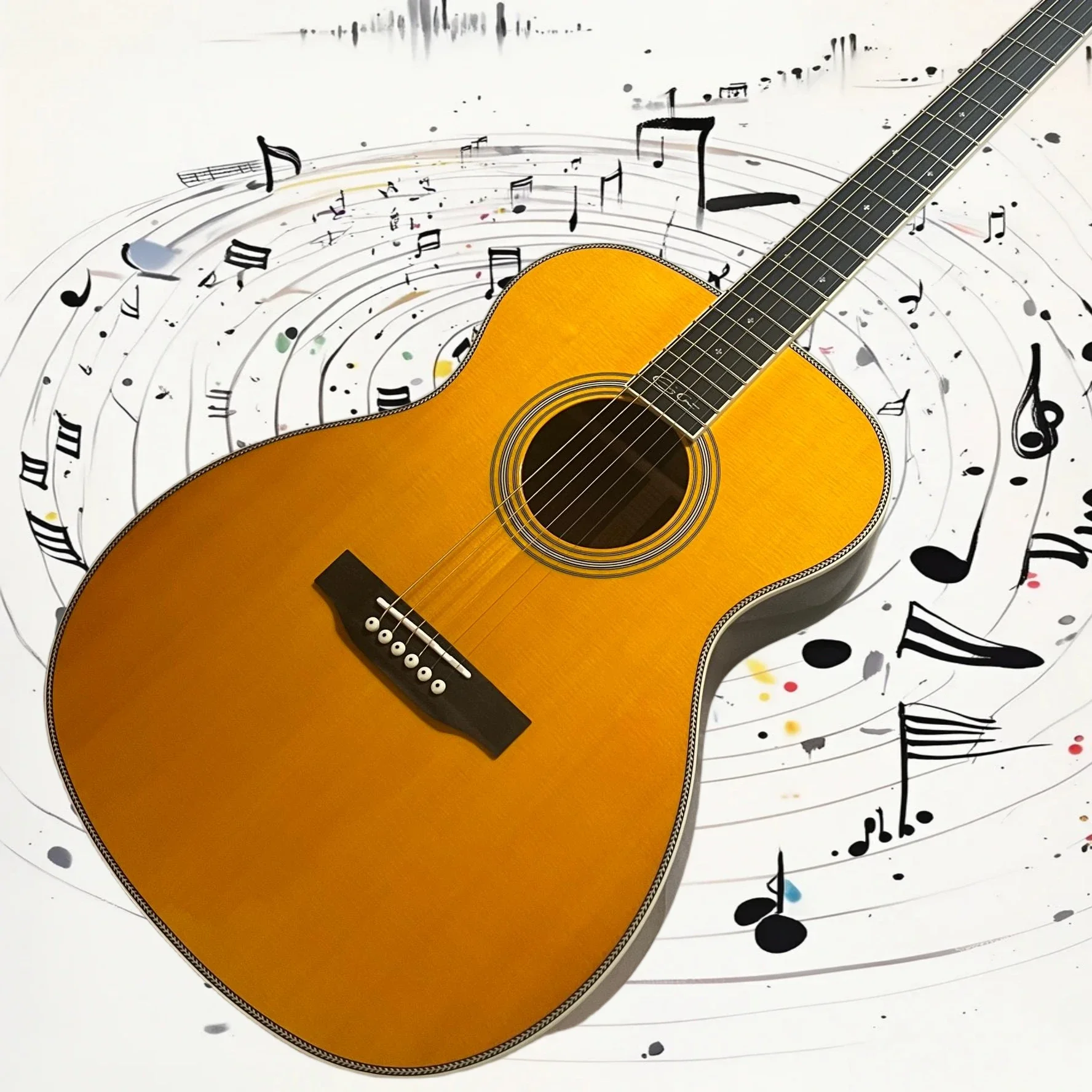 Free Shipping Amber Veneer Folk Guitar OM28 Wood Guitar Fine Rosette Inlay Acoustic Guitar Clear Tone Fingerstyle Collectible