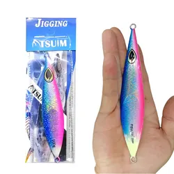 Señuelo luminoso para Pesca, anzuelo de hundimiento lento, Jigging de Metal, 80g, 100g, 1 unidad