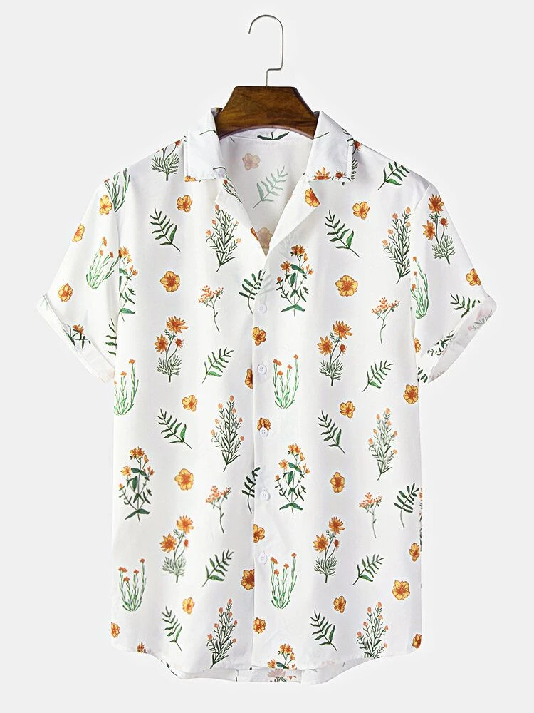 Camisa havaiana de manga curta masculina, impressão de pegada de gato, top de lapela, tamanho grande, casual, nova, 2024