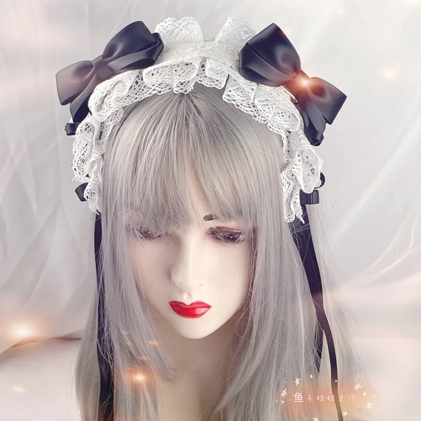 

Multicolor Sweet KC Lace Hair Clips Lolita Bow Removable Lolita Headband Korean Hair Accessories