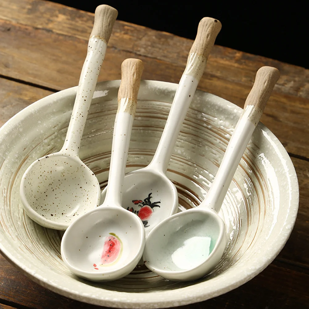 

Ceramic Spoon Simple Stylish Design High Grade Material Smooth Polished for Family Party Restaurant Soup Coffee Dessert