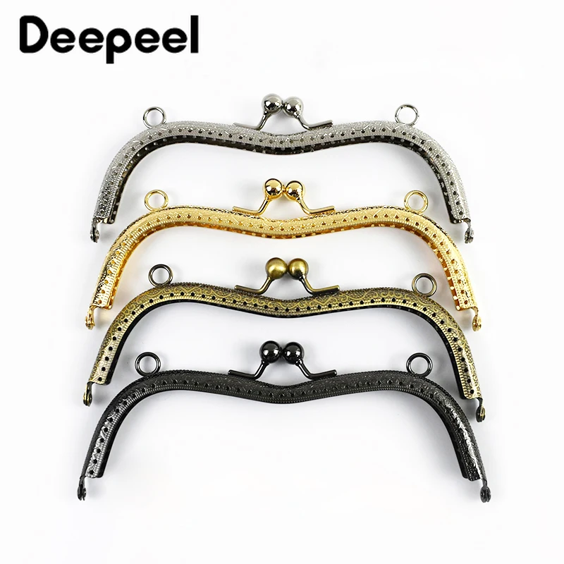 1/2/5Pcs 19cm Metal Embossed Bags Handle Purse Frame Kiss Clasp Handbag Wallet Clourse Clip DIY Sewing Brackets Bag Accessories