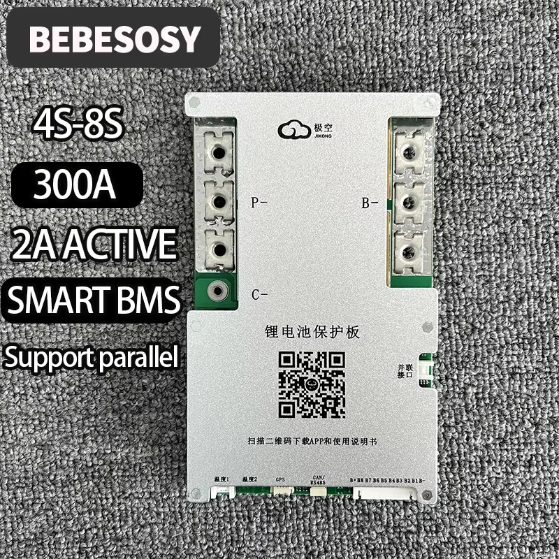 Jikong BMS 300A 4S 5S 6S 7S 8S Smart BMS Li-ion LiFePo4 2A Active Balance Wbudowana aplikacja Bluetooth Obsługa LCD 12V 24V Smart BMS