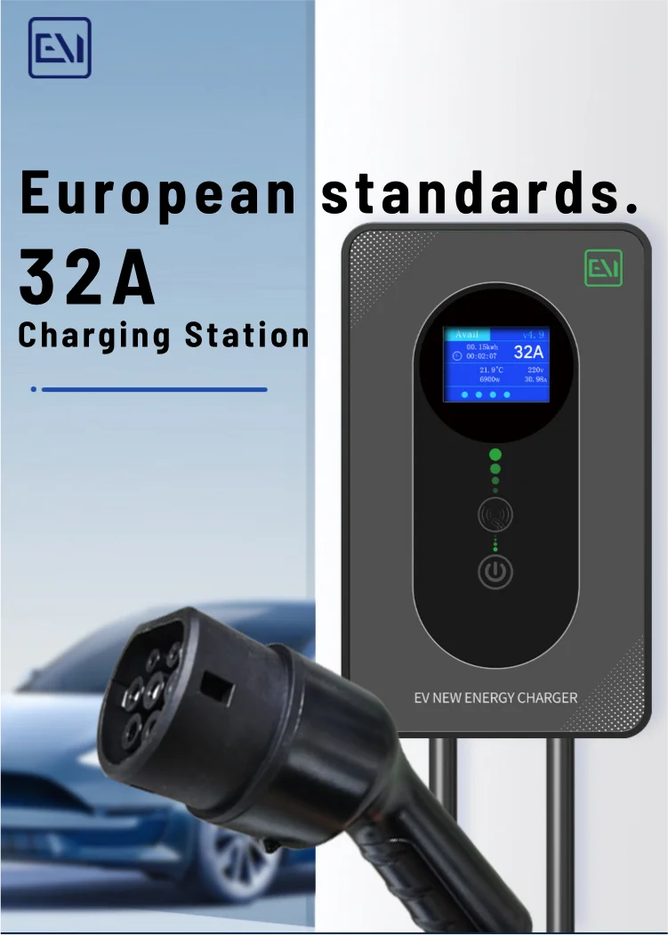 KINLANAO EV Charging Station 32A Electric Vehicle Car Charger EVSE Wallbox Wallmount 7KW Type2 Cable IEC62196