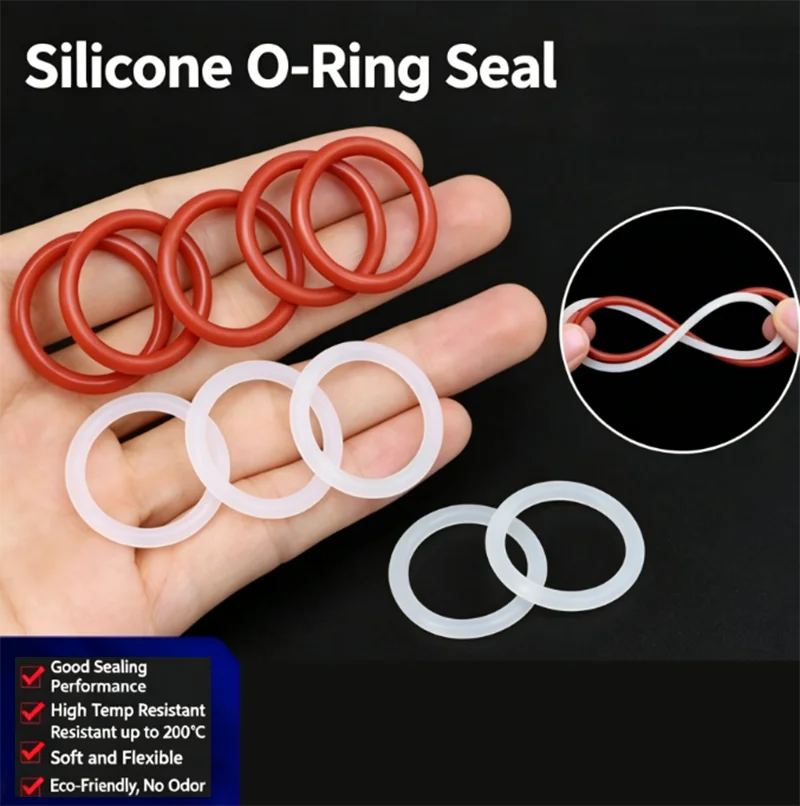 100Pcs Silicone O‑Ring Red Translucent White O Ring Gasket OD 10-21mm Cross‑Section 3mm High Temp Resistant Sealing Washer