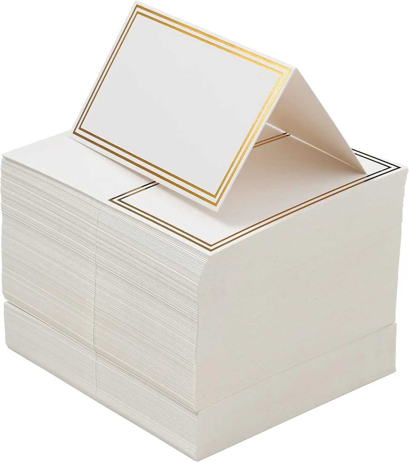 

Elegant Gold Foil Place Cards for Weddings and Events, 200 White Tent Name Cards, 3.5x2 Inches