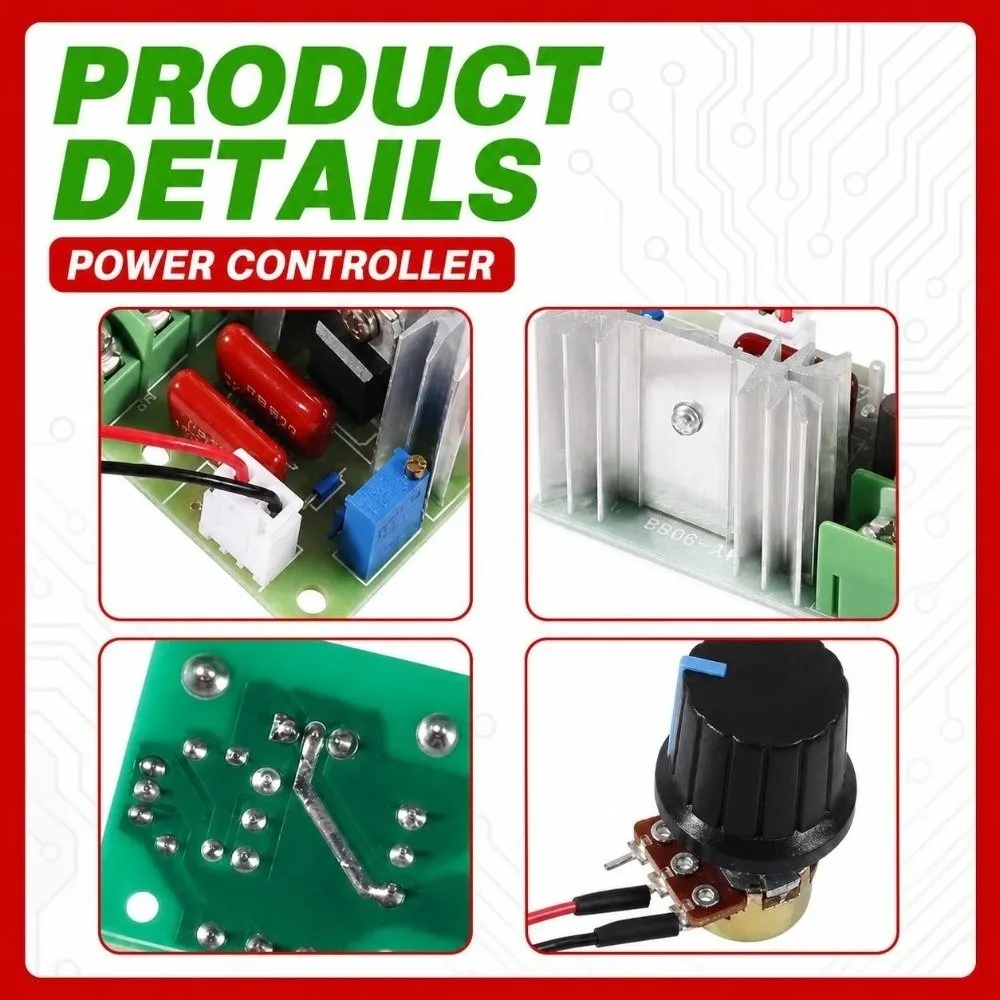 220V SCR Voltage Regulator 2000W Thyristor Dimmer AC Motor Speed Controller External with Remote Controller Light Dimmer Switch