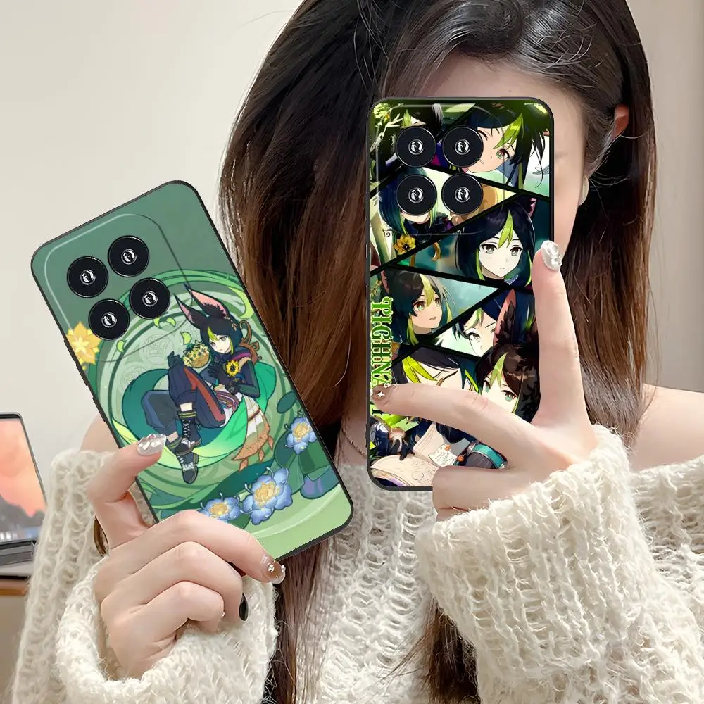 

Чехол для телефона Genshin Impact Tignari для Xiaomi 15 14 13 12 11 10 9 T Ultra Lite Pro S SE X 5G, черный чехол, красивая роскошь