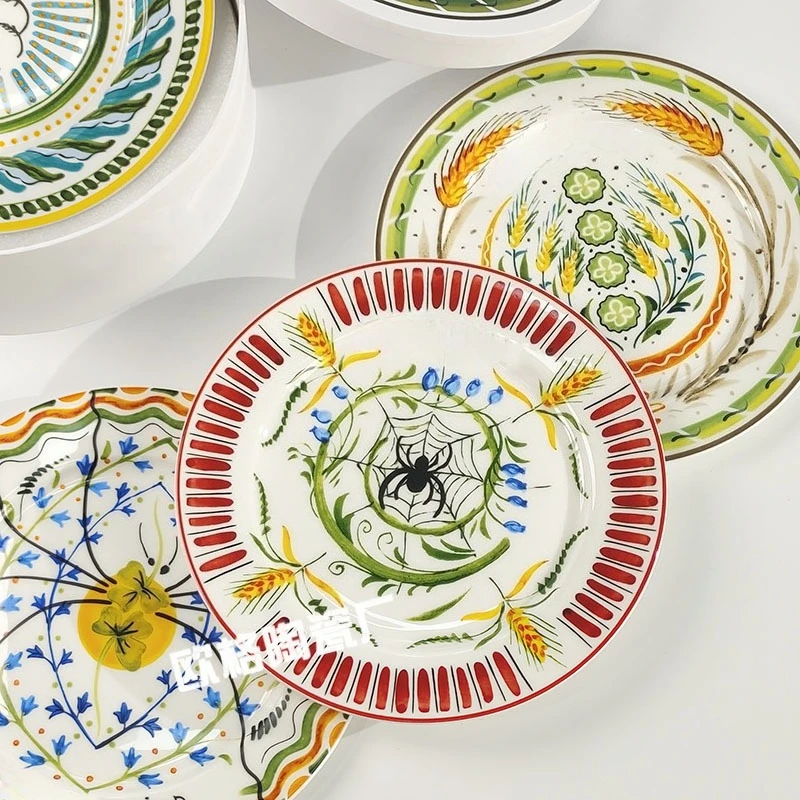 مجموعة أطباق ستيك سيراميك مبتكرة مرسومة يدويًا مقاس 10 بوصة للاستخدام المنزلي مجموعة أطباق العشاء الغربية #4