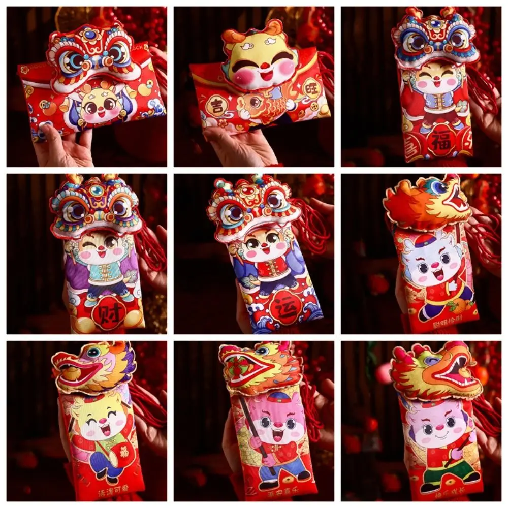 Cute Chinese Dragon Coin Purse Red Wallet Red Packet Gift Cartoon Lucky Wallet Spring Festival Supplies