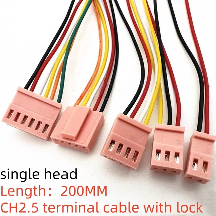 1pcs CH2.5 Terminal Cable With Lock 2.5mm Pitch Pink Single Wiring Harness Electronic Connecting Cable