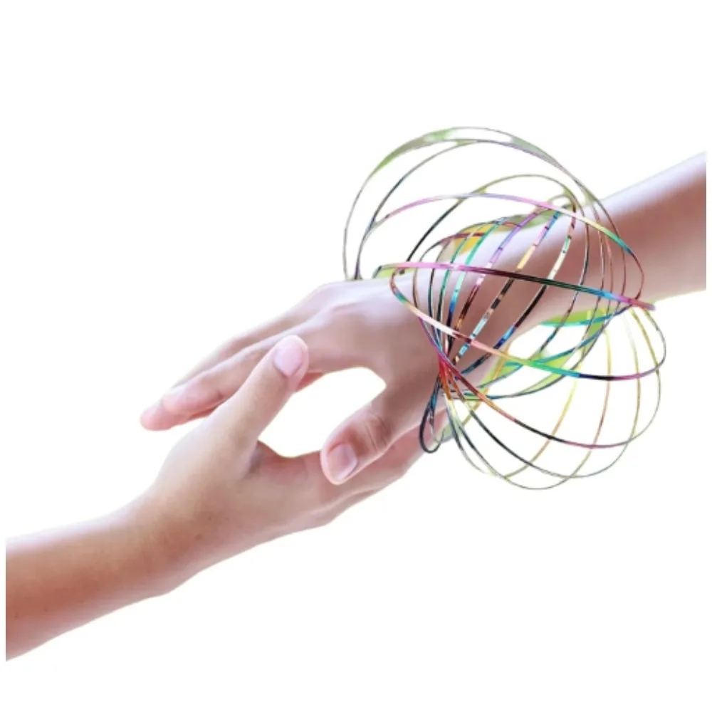 Magic Amazing Flow แหวนสแตนเลส Kinetic เกลียวฤดูใบไม้ผลิ 3D สร้อยข้อมือของเล่นผู้ใหญ่ความเครียดบรรเทา Sensory Arm Slinky โลหะ