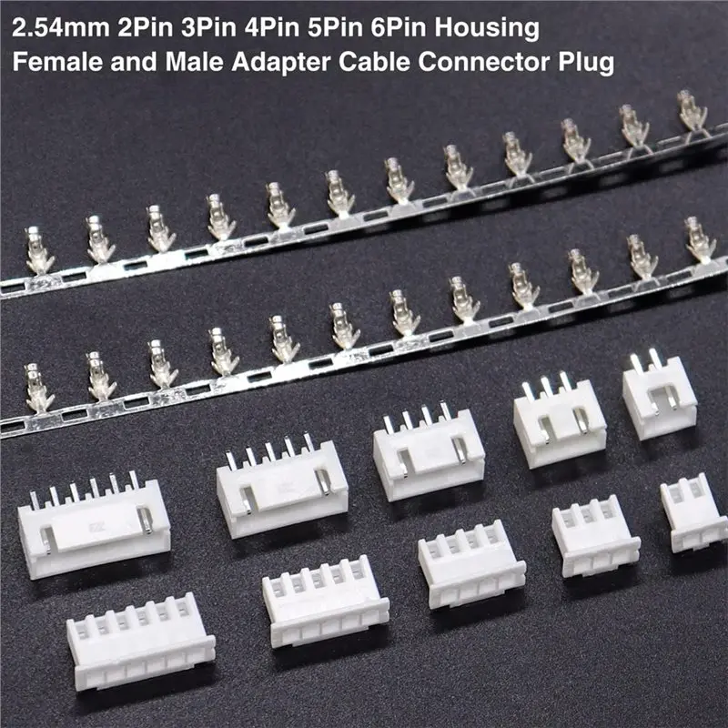 ABAE-JST-XH 2.54Mm Connector Kit- Female/Female 2.54Mm 560PCS 2/3/4/5/6 Pin Housing Male Adapter Cable Plugs