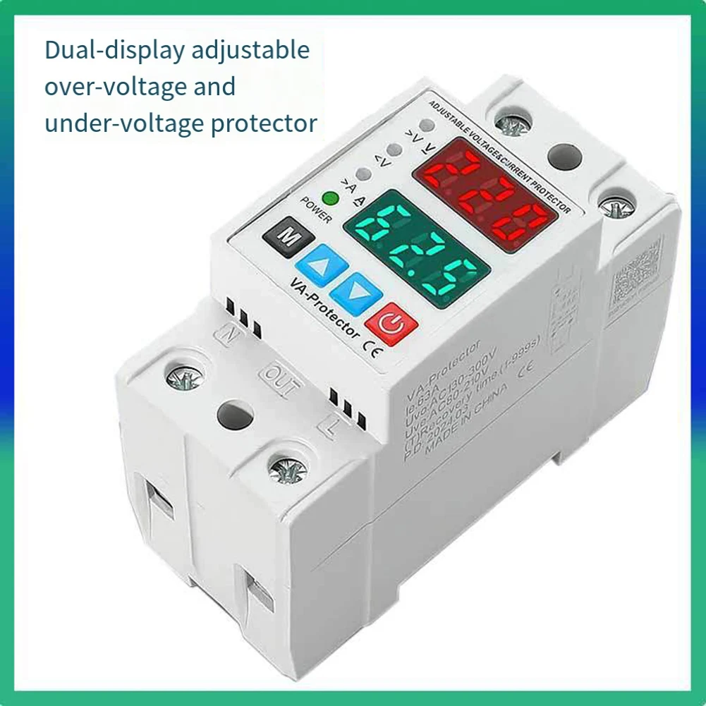 2P 40A/63A 220V Digital Display Automatic Reset Circuit Breaker Adjustable Over Under Voltage Over Current Overload Protector