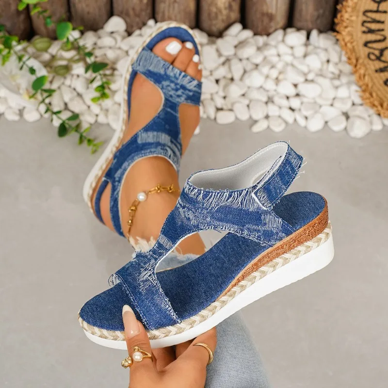 Summer New Simple Style Hollow Wedge Women's Sandals 2026 Fashion Solid Thick Soled Comfort Women Shoes Мюли Женские На Каблуке