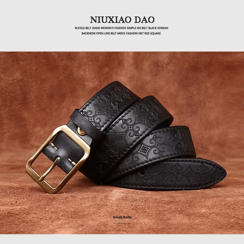 handmade-vintage-belt-thick-top-layer-cowhide-men's-genuine-leather-embossed-mongolian-robe-waist-belt-fashion-accessory